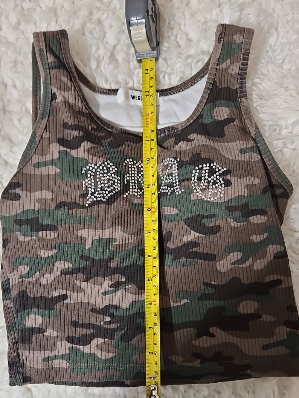 Camo Rhinestone 'BRAG' Ribbed Tank - Picture 7 of 7